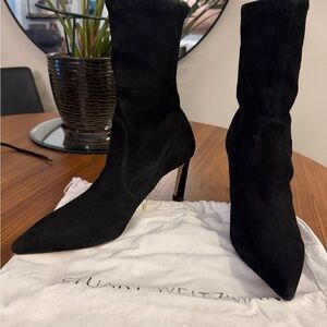 Stuart Weitzman Black Suede Heeled Boots